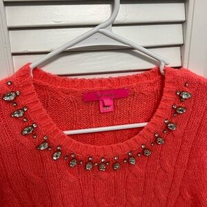 Lilly Pulitzer Coral Embellished Sweater
